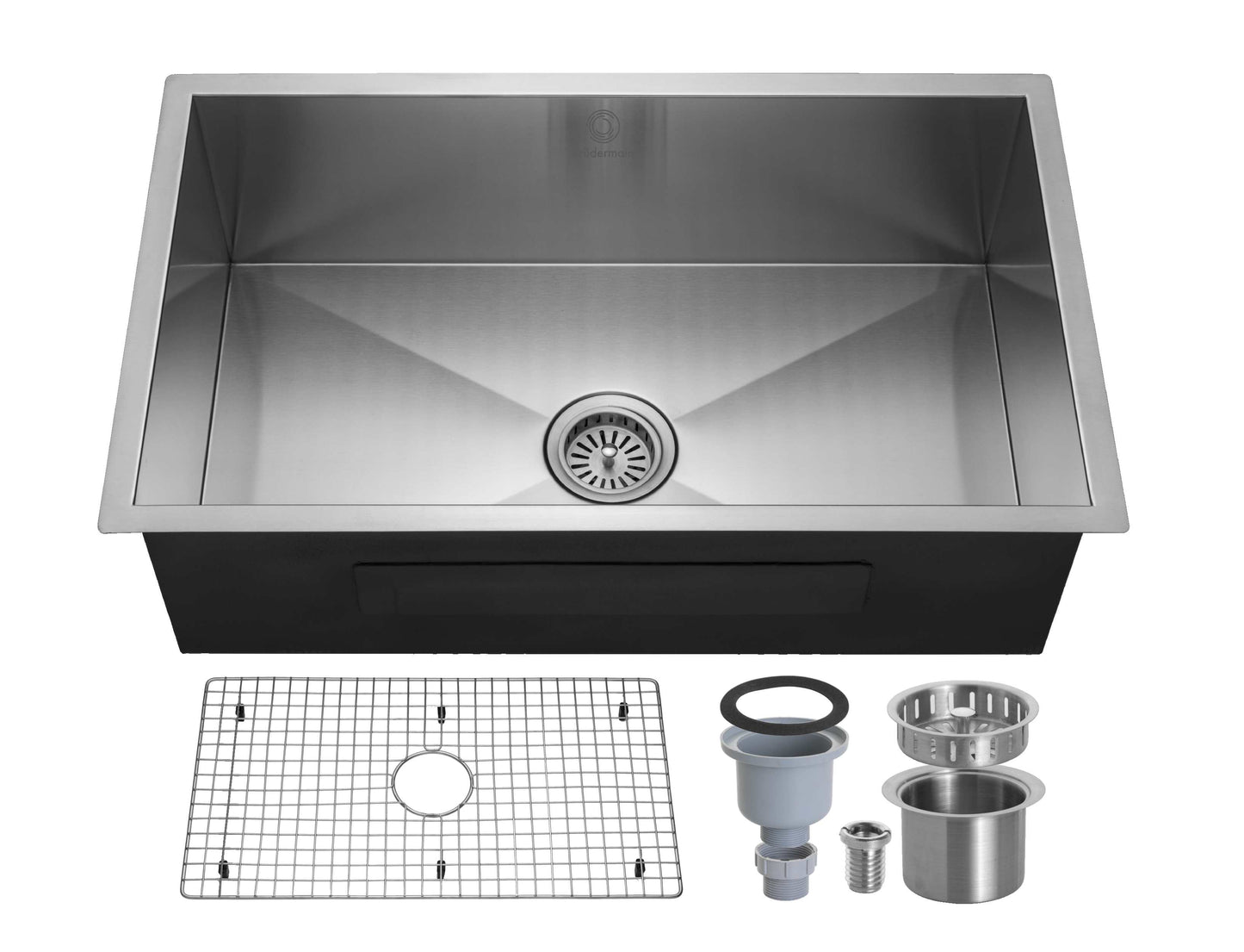 Kitchen Sink - Stainless Steel - BRUDERMAIM 30x18x9 Inch 16 gauge Handcrafted T304 Stainless Steel Undermount Kitchen Sink Zero Radius Single Bowl.