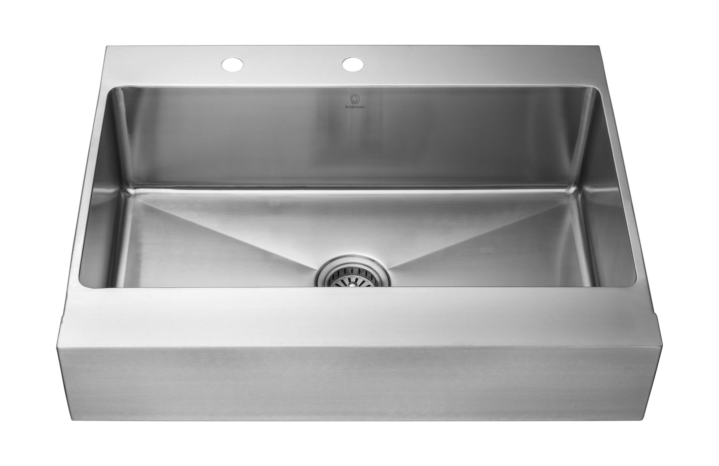 Kitchen Sink - Stainless Steel - BRUDERMAIM 32x25x9 Inch 16 gauge Handcrafted T304 Stainless Steel Farmhouse Apron Kitchen Sink Single Bowl.
