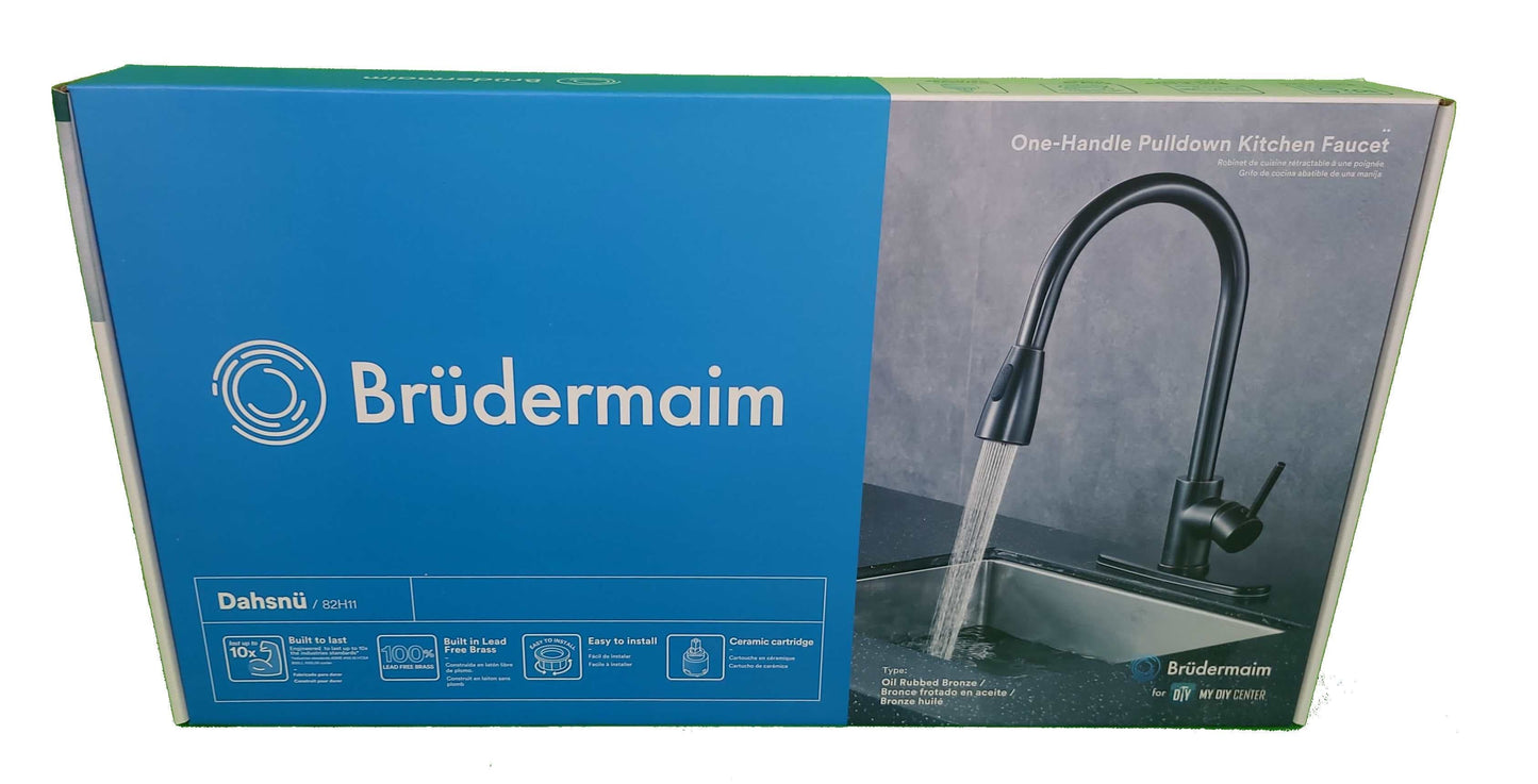 Pulldown Kitchen Faucet - BRÜDERMAIM Dahsnü - Black ORB - Lead Free Brass - cUPC Certified - Ceramic Cartridge.