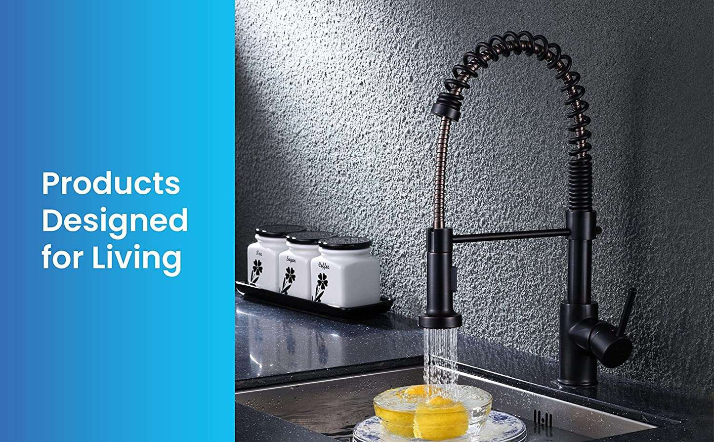 Pulldown Kitchen Faucet - BRÜDERMAIM Döretz - Matte Black - Lead Free Brass - cUPC Certified - Ceramic Cartridge.