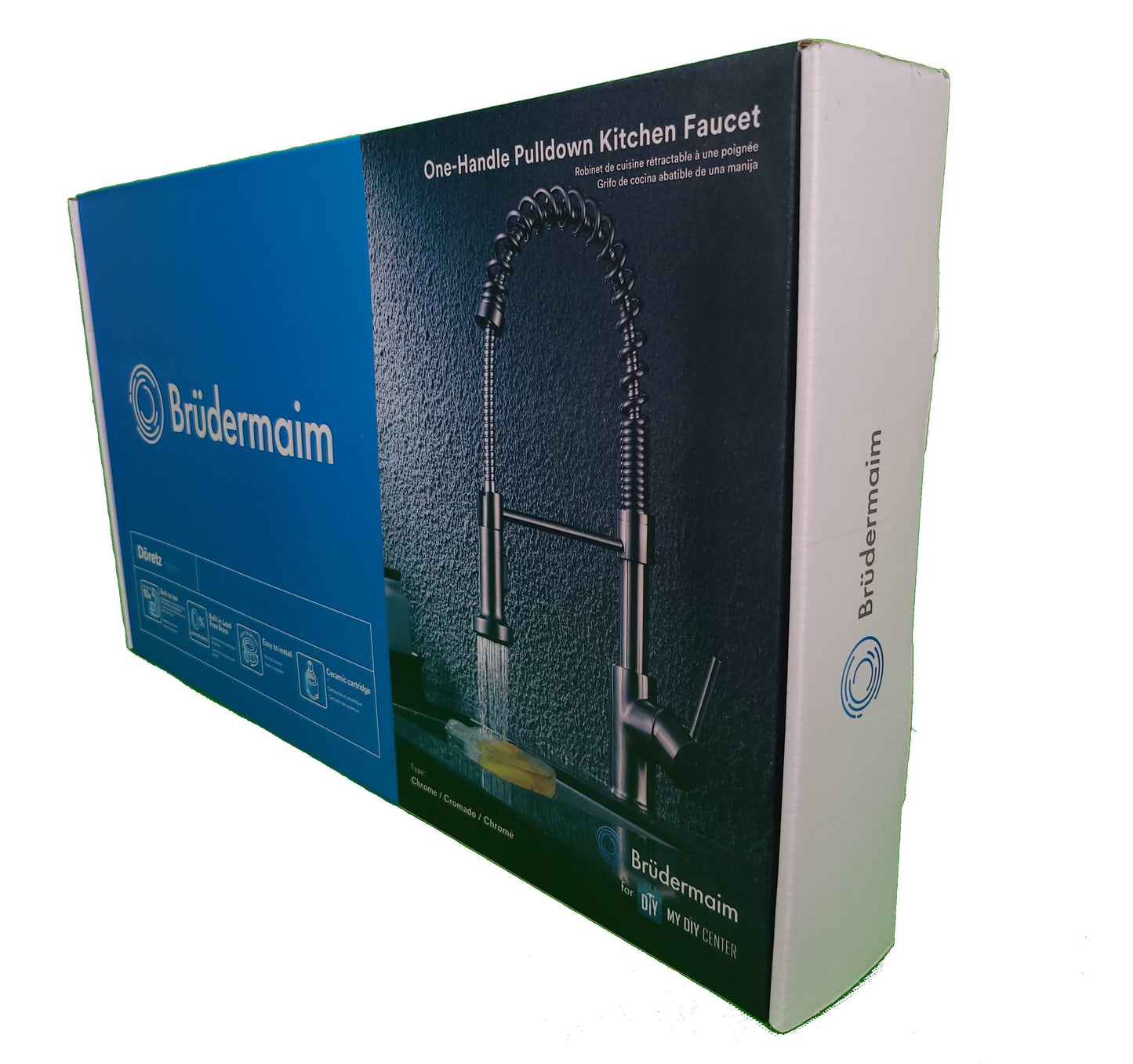 Pulldown Kitchen Faucet - BRÜDERMAIM Döretz - Chrome - Lead Free Brass - cUPC Certified - Ceramic Cartridge.
