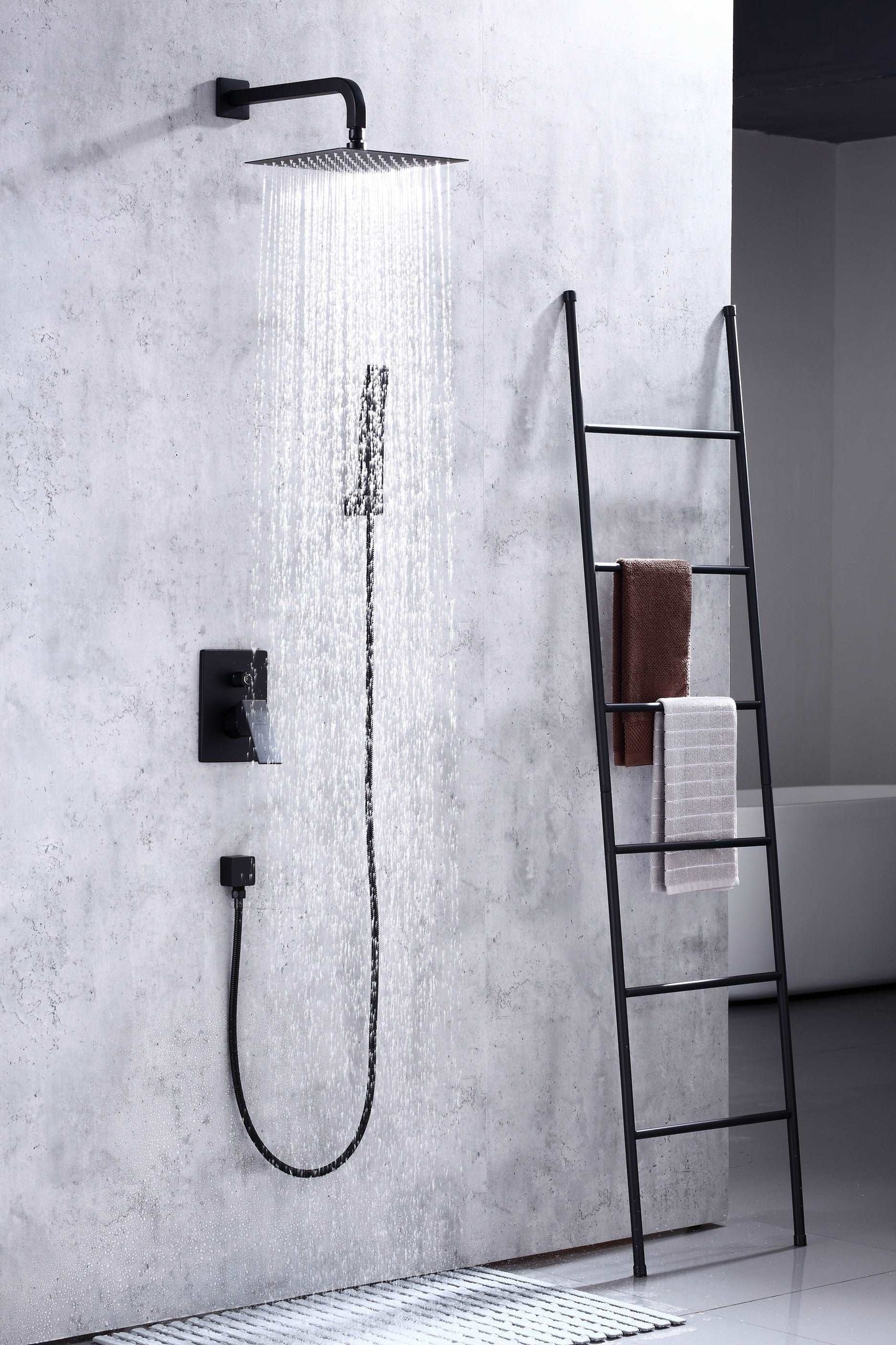 Single Handle Pressure Balance Shower System - BRÜDERMAIM Rëgen- Matte Black - Lead Free Brass - cUPC Certified - Ceramic Cartridge.