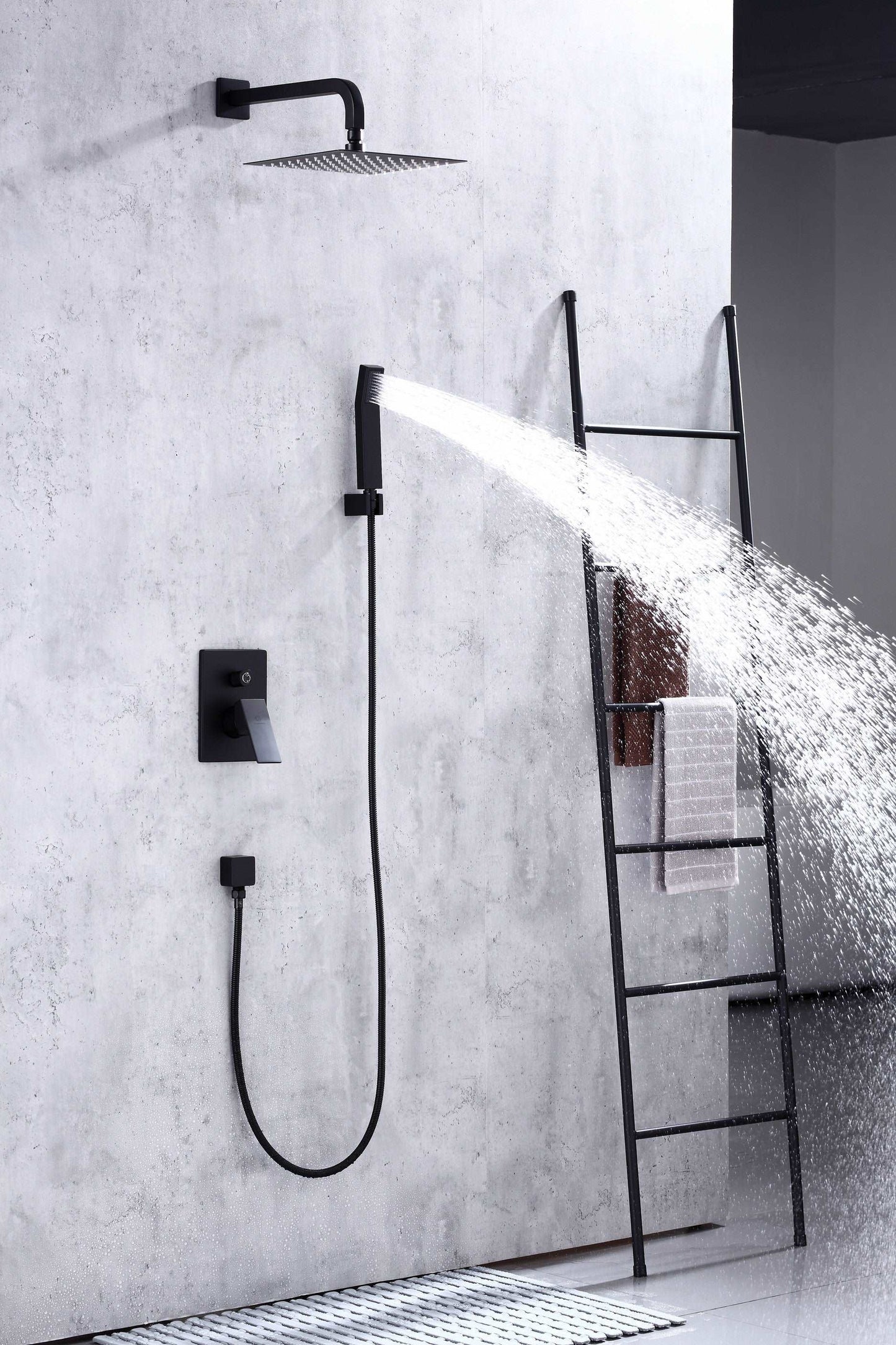 Single Handle Pressure Balance Shower System - BRÜDERMAIM Rëgen- Matte Black - Lead Free Brass - cUPC Certified - Ceramic Cartridge.