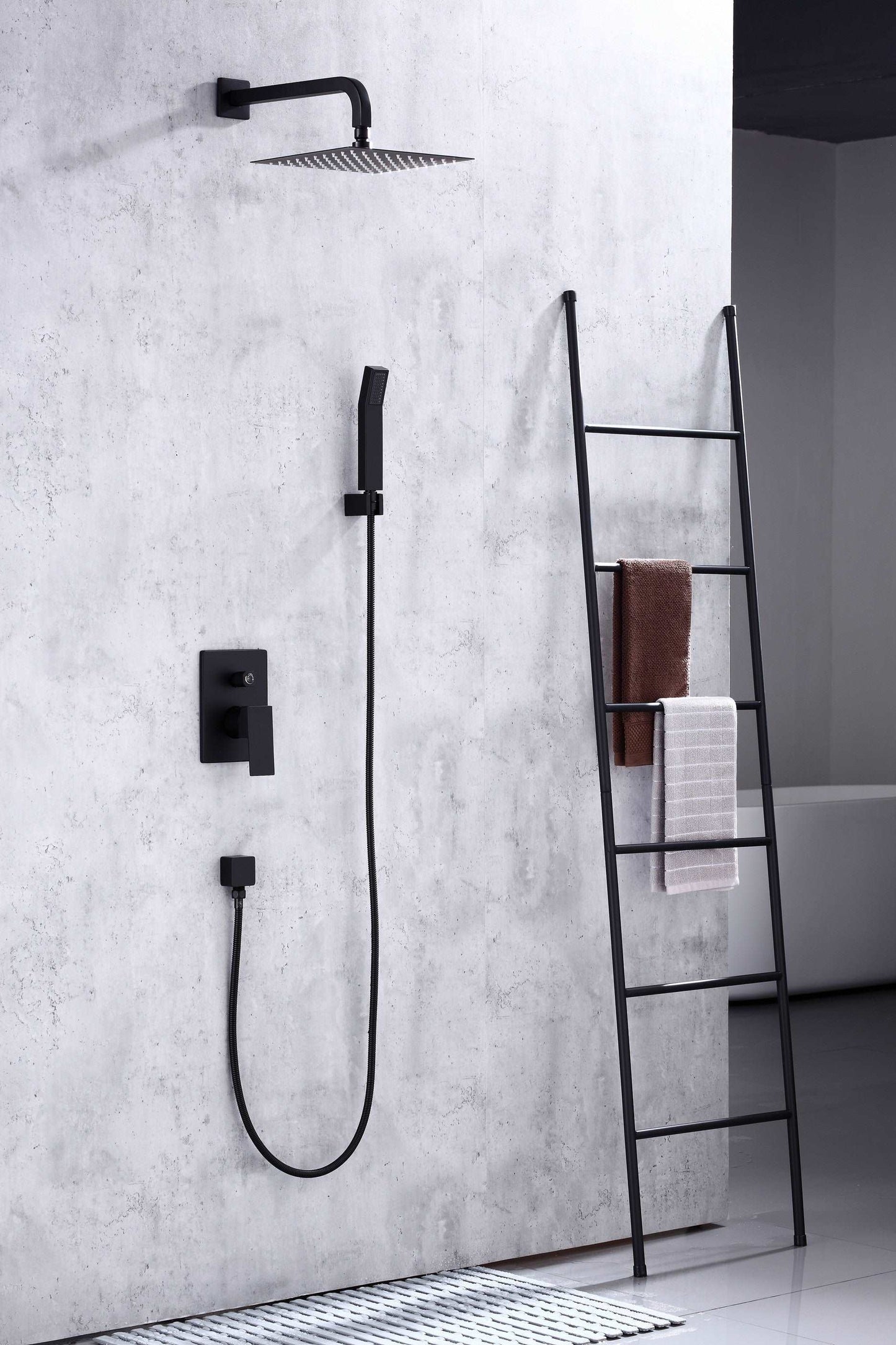 Single Handle Pressure Balance Shower System - BRÜDERMAIM Rëgen- Matte Black - Lead Free Brass - cUPC Certified - Ceramic Cartridge.