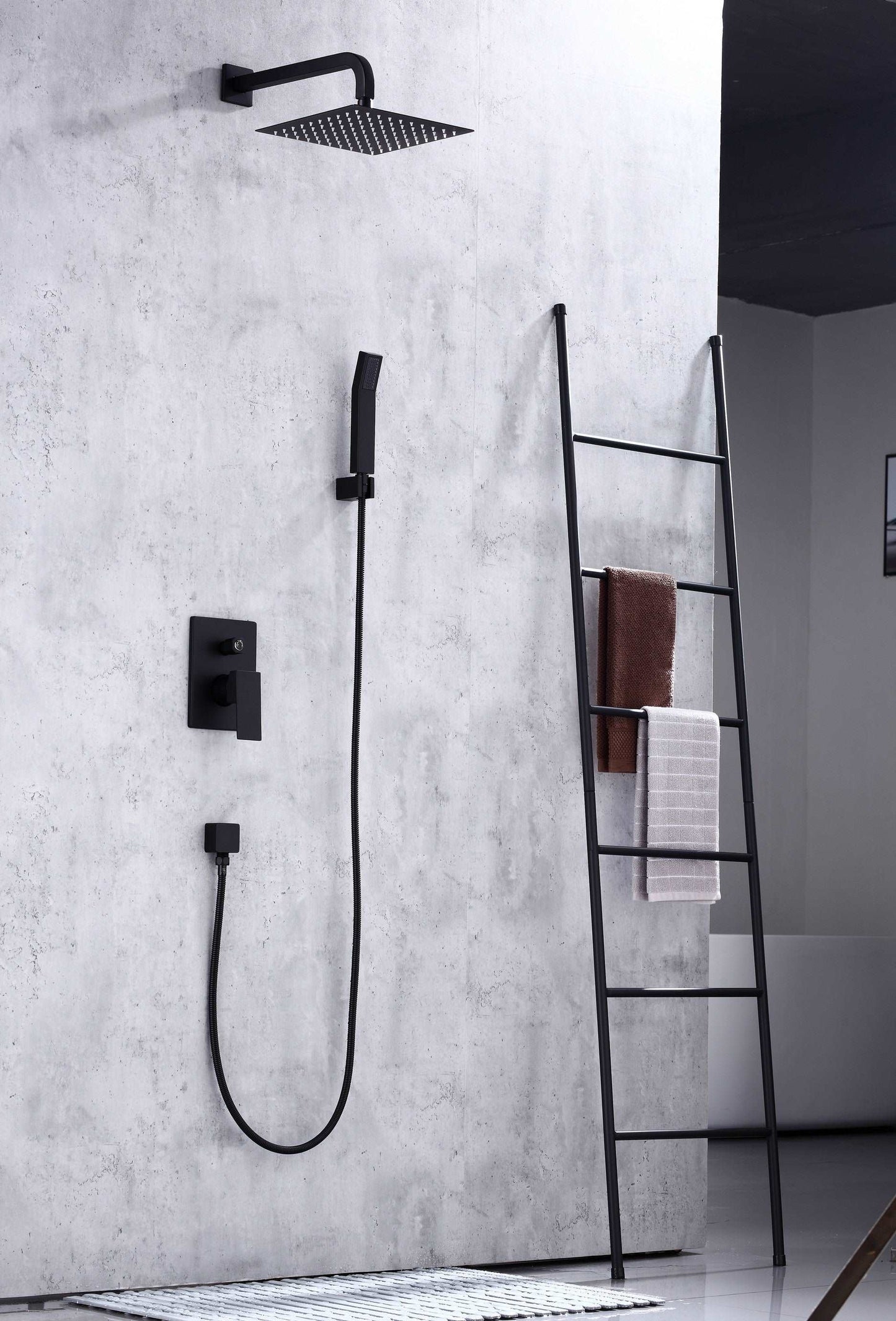 Single Handle Pressure Balance Shower System - BRÜDERMAIM Rëgen- Matte Black - Lead Free Brass - cUPC Certified - Ceramic Cartridge.