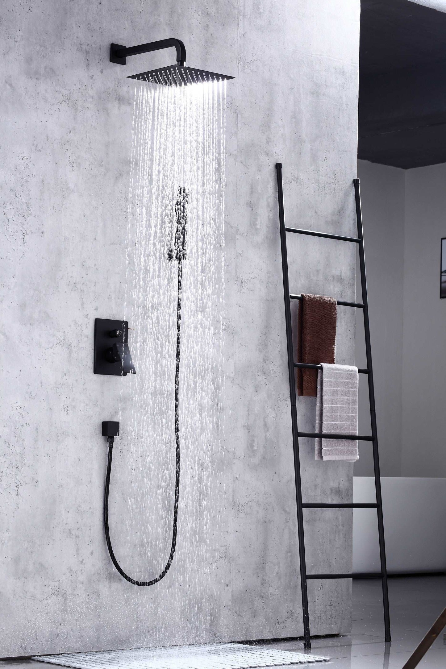 Single Handle Pressure Balance Shower System - BRÜDERMAIM Rëgen- Matte Black - Lead Free Brass - cUPC Certified - Ceramic Cartridge.