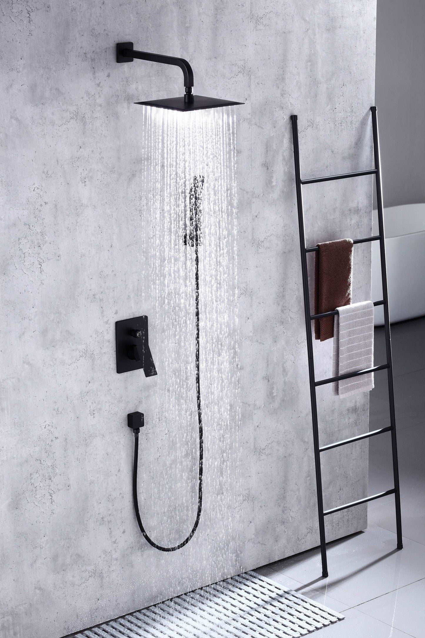 Single Handle Pressure Balance Shower System - BRÜDERMAIM Rëgen- Matte Black - Lead Free Brass - cUPC Certified - Ceramic Cartridge.