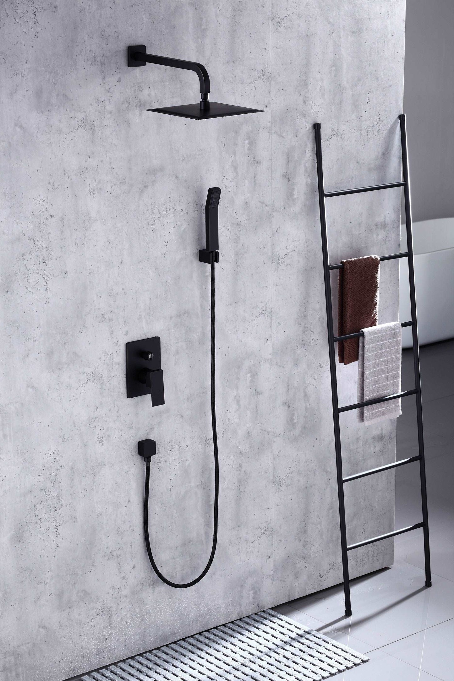 Single Handle Pressure Balance Shower System - BRÜDERMAIM Rëgen- Matte Black - Lead Free Brass - cUPC Certified - Ceramic Cartridge.