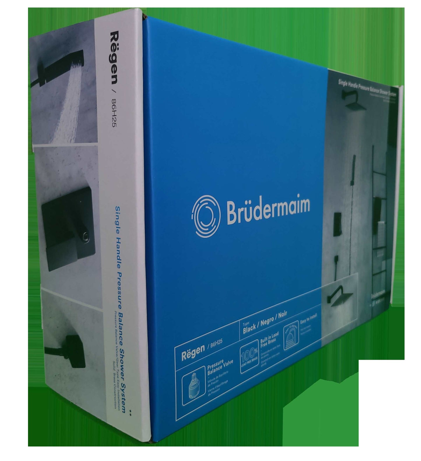 Single Handle Pressure Balance Shower System - BRÜDERMAIM Rëgen- Matte Black - Lead Free Brass - cUPC Certified - Ceramic Cartridge.