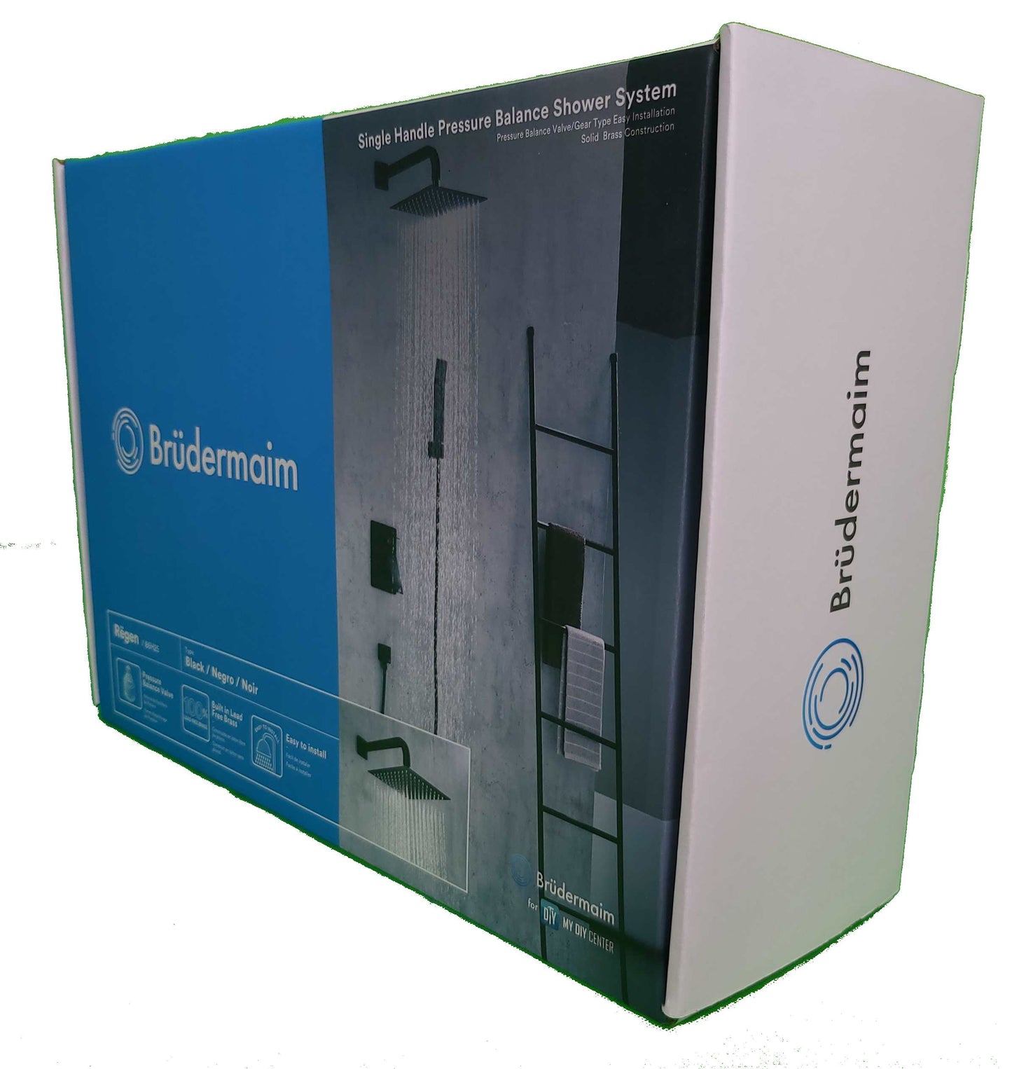 Single Handle Pressure Balance Shower System - BRÜDERMAIM Rëgen- Matte Black - Lead Free Brass - cUPC Certified - Ceramic Cartridge.