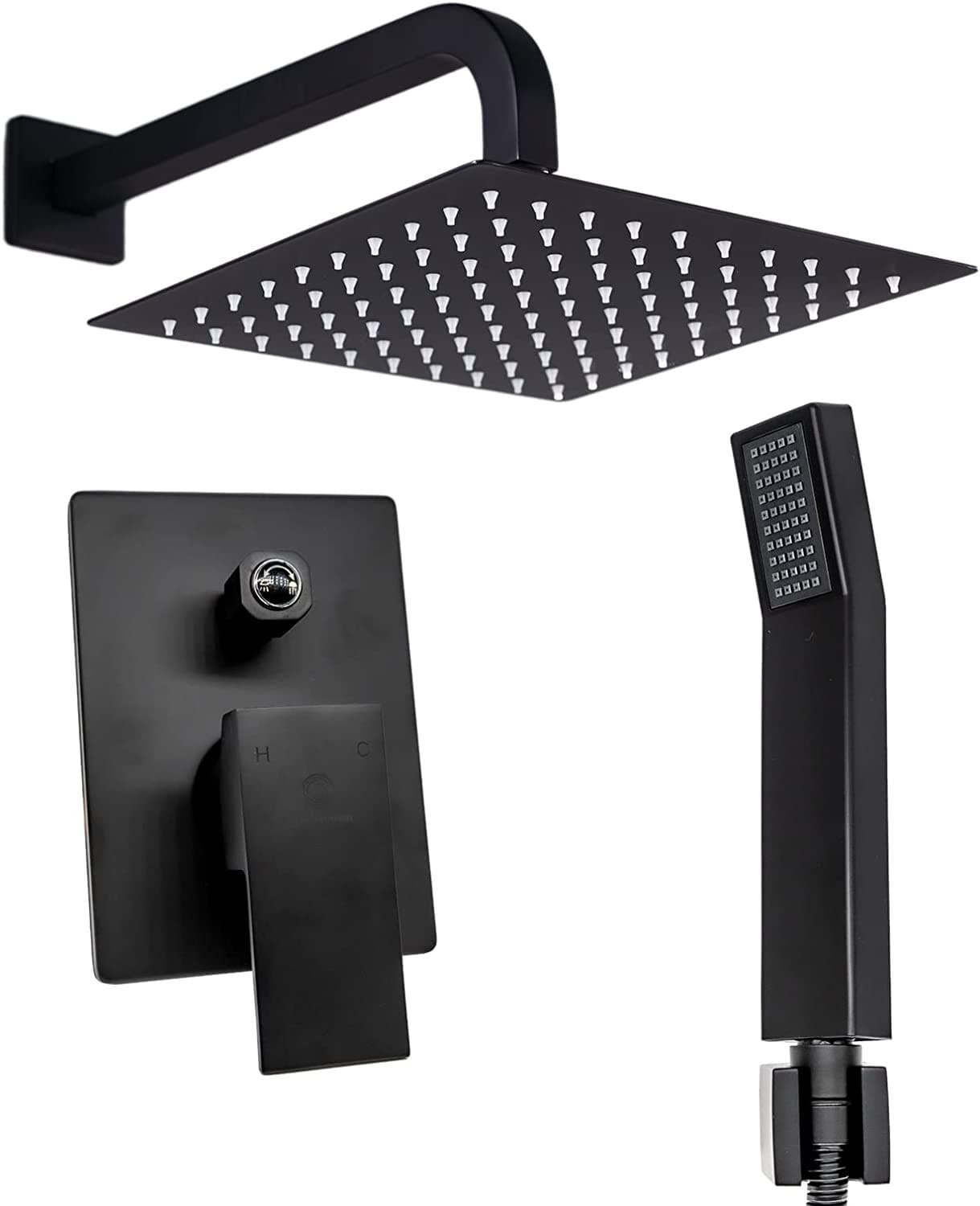 Single Handle Pressure Balance Shower System - BRÜDERMAIM Rëgen- Matte Black - Lead Free Brass - cUPC Certified - Ceramic Cartridge.