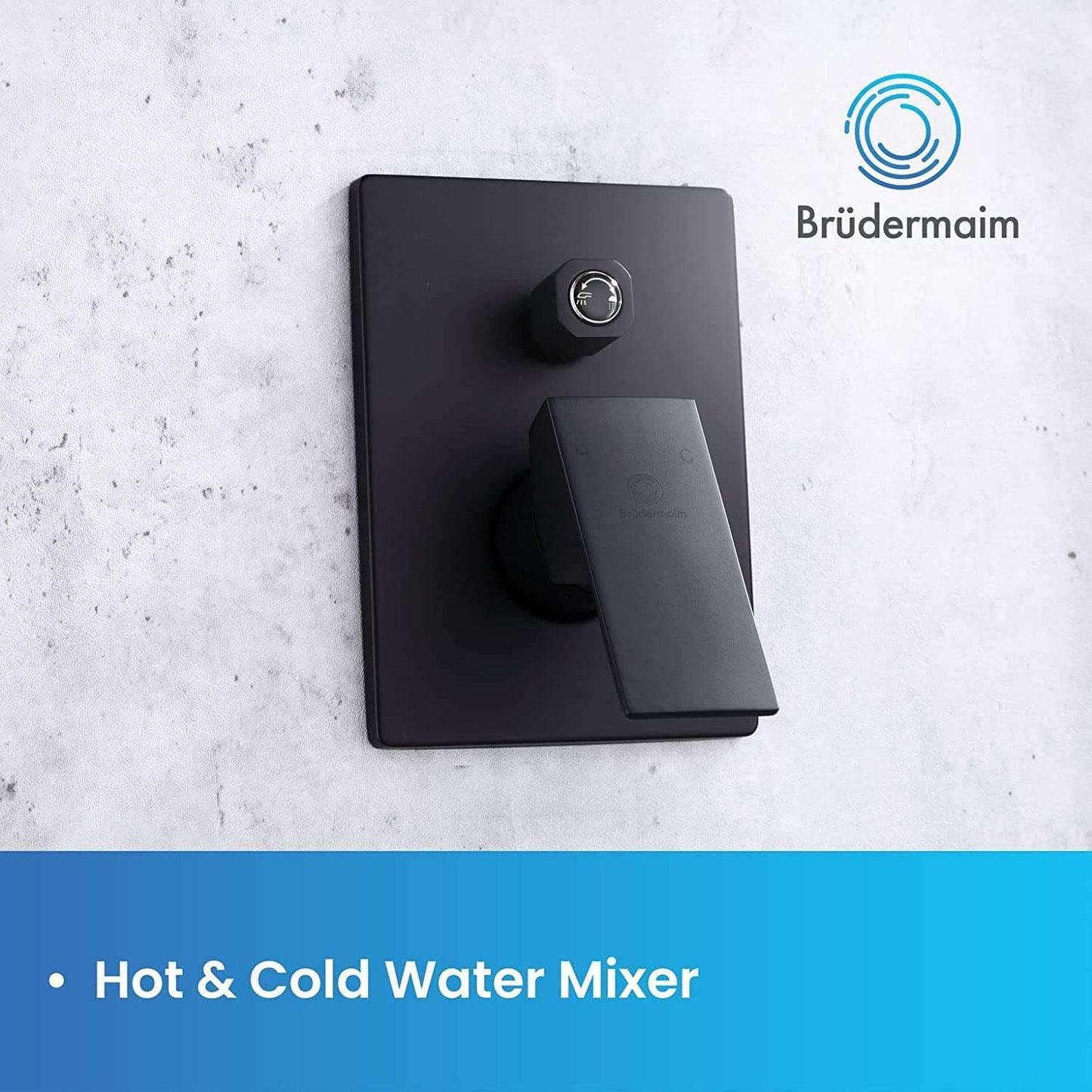 Single Handle Pressure Balance Shower System - BRÜDERMAIM Rëgen- Matte Black - Lead Free Brass - cUPC Certified - Ceramic Cartridge.