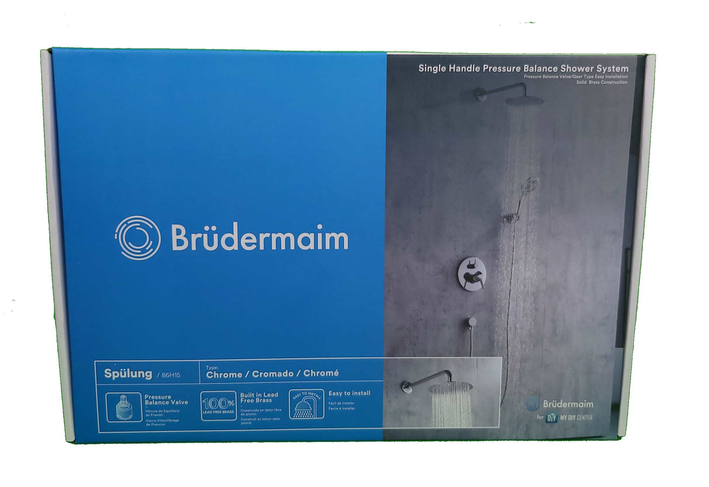 Single Handle Pressure Balance Shower System - BRÜDERMAIM Spülung- Chrome - Lead Free Brass - cUPC Certified - Ceramic Cartridge.