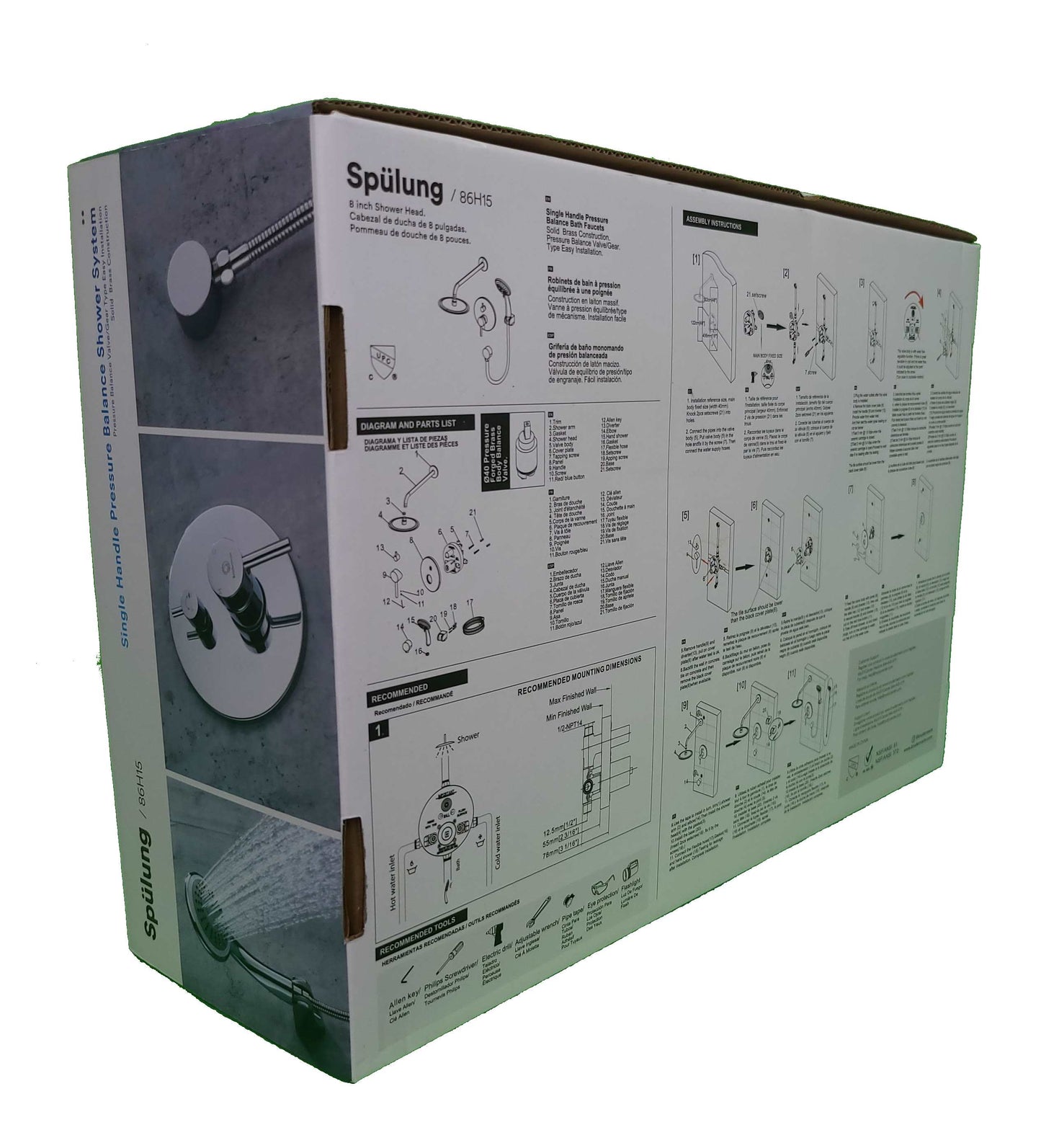 Single Handle Pressure Balance Shower System - BRÜDERMAIM Spülung- Chrome - Lead Free Brass - cUPC Certified - Ceramic Cartridge.