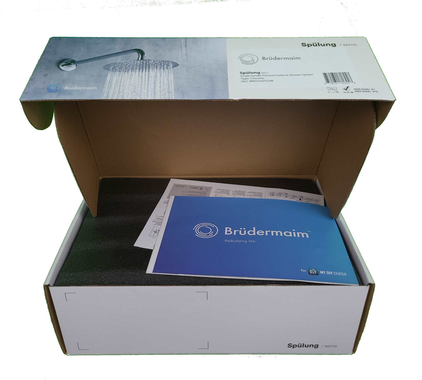 Single Handle Pressure Balance Shower System - BRÜDERMAIM Spülung- Chrome - Lead Free Brass - cUPC Certified - Ceramic Cartridge.