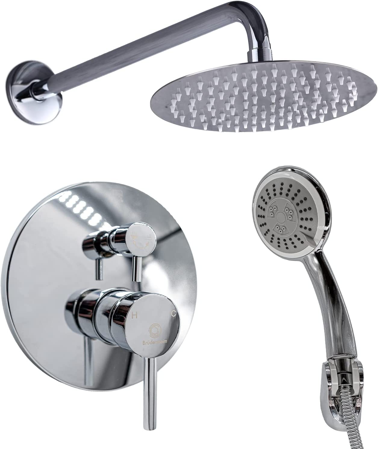 Single Handle Pressure Balance Shower System - BRÜDERMAIM Spülung- Chrome - Lead Free Brass - cUPC Certified - Ceramic Cartridge.
