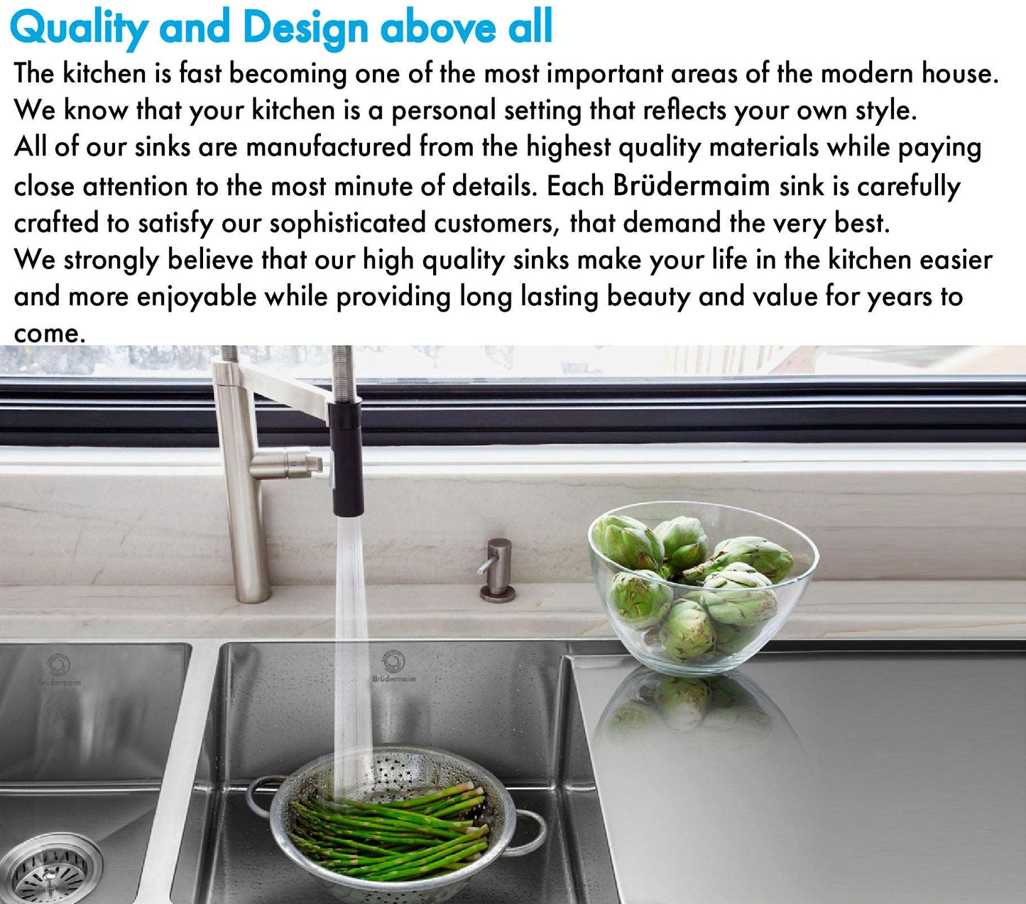 Kitchen Sink - Stainless Steel - BRUDERMAIM 30x18x9 Inch 16 gauge Handcrafted T304 Stainless Steel Undermount Kitchen Sink Zero Radius Single Bowl.