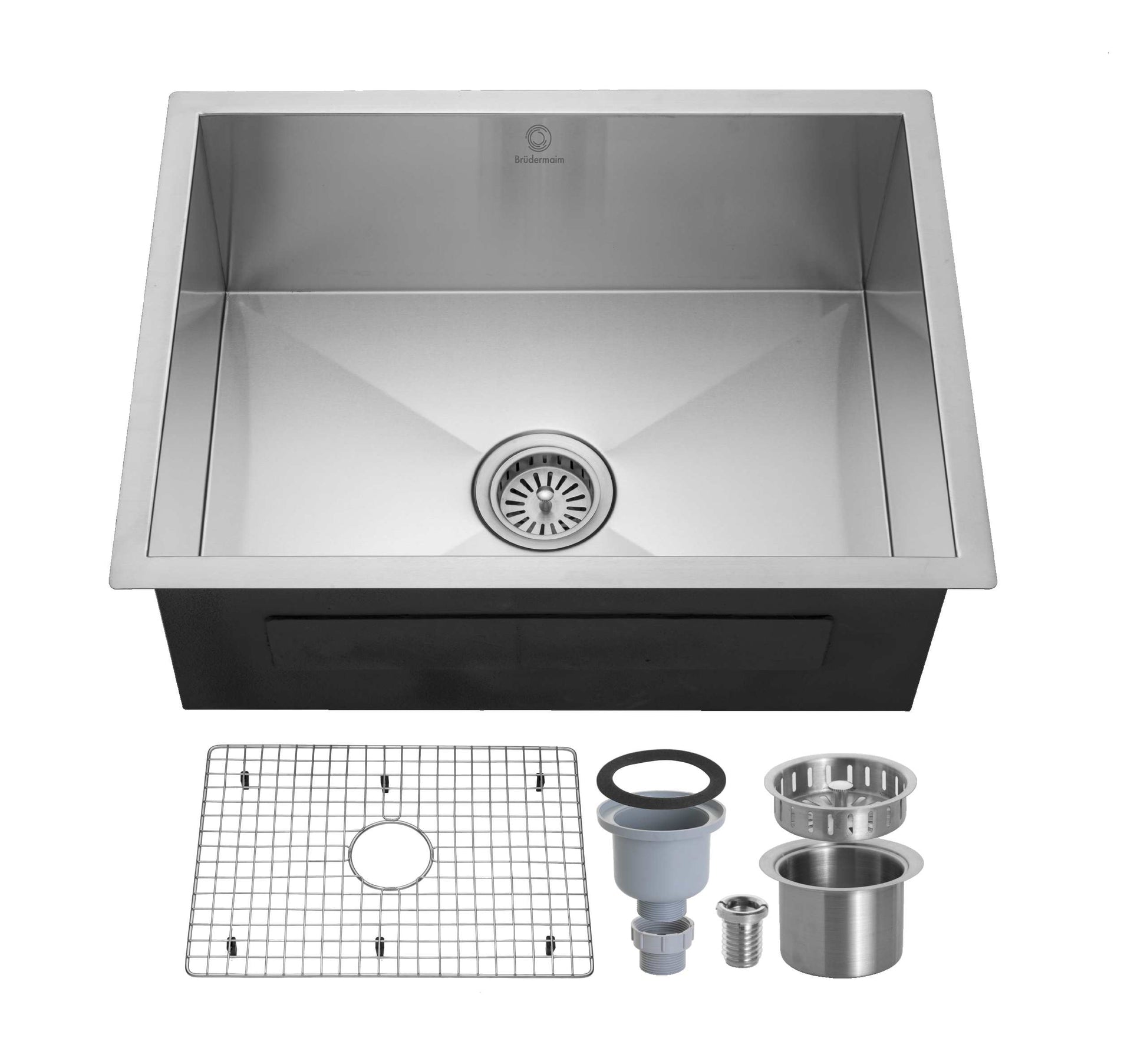 Kitchen Sink - Stainless Steel - BRUDERMAIM 24x18x9 Inch 16 gauge Handcrafted T304 Stainless Steel Undermount Kitchen Sink Zero Radius Single Bowl.