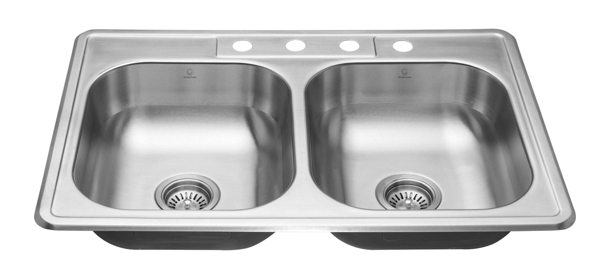 Kitchen Sink - Stainless Steel - BRUDERMAIM 33x22x6  Inch 20 gauge T304 Stainless Steel Drop In Kitchen Sink Doble Bowl.