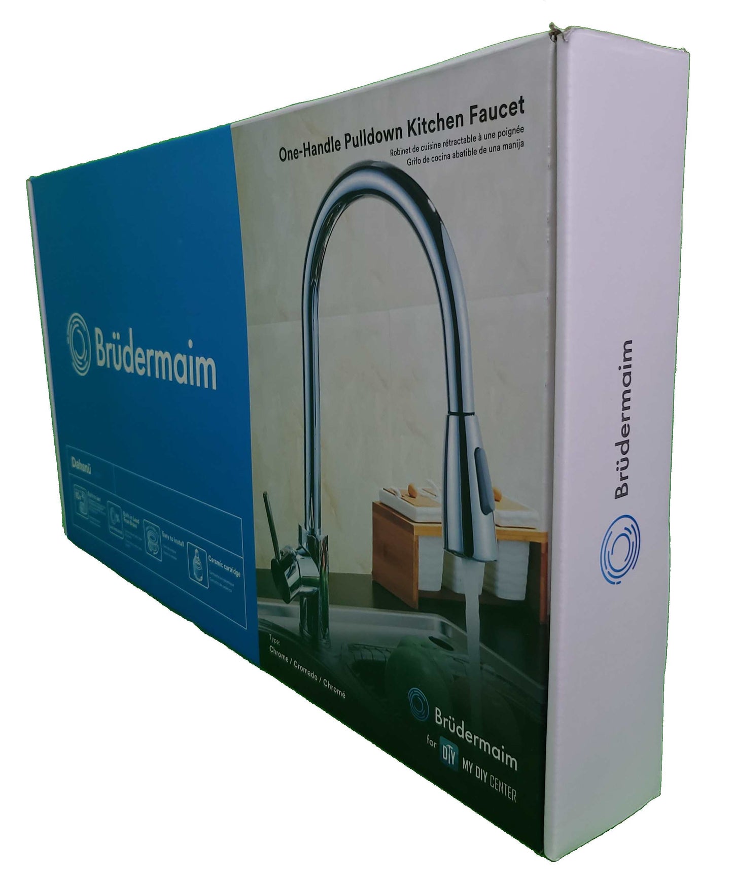 Pulldown Kitchen Faucet - BRÜDERMAIM Dahsnü  - Chrome - Lead Free Brass - cUPC Certified - Ceramic Cartridge.