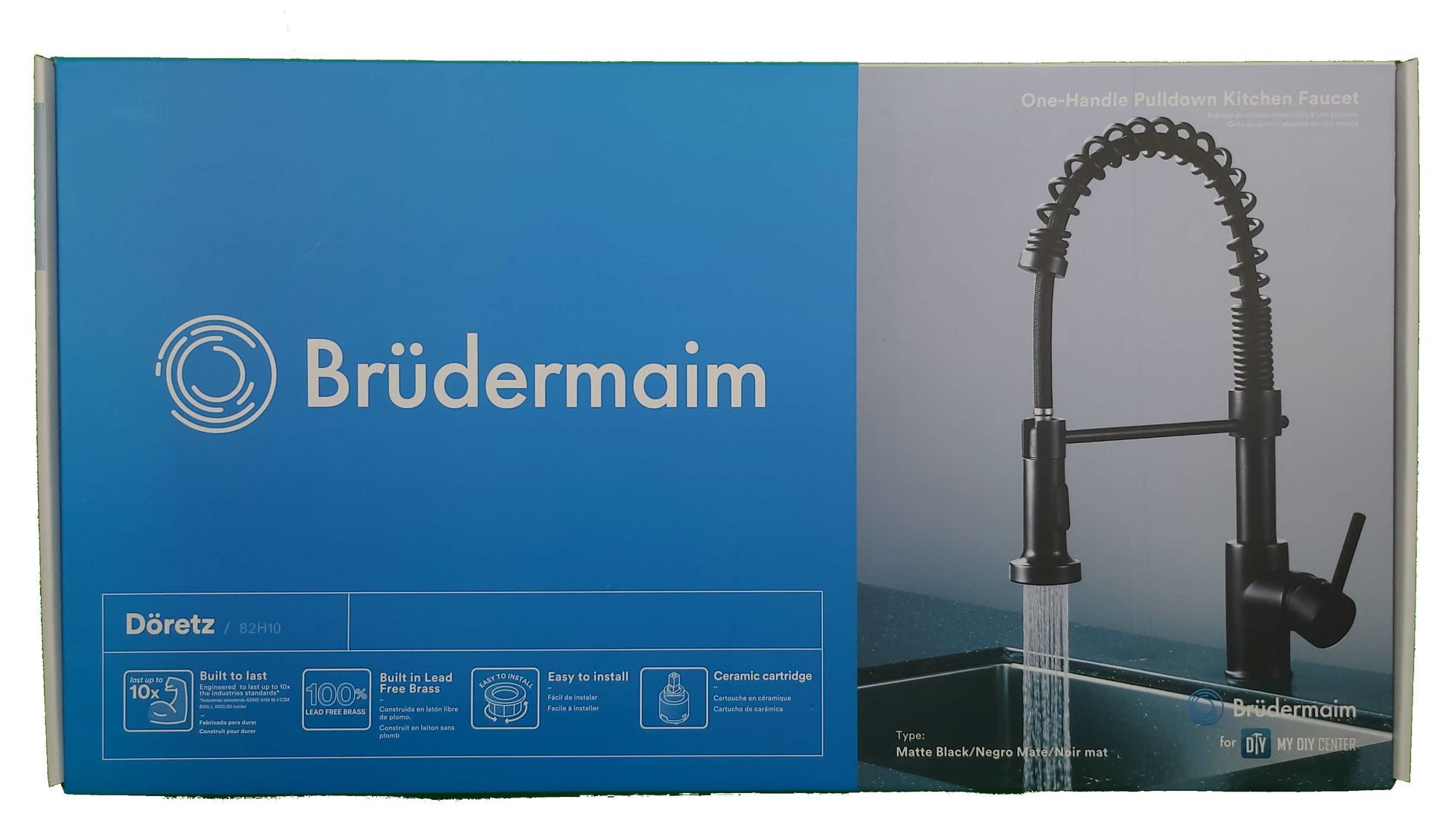 Pulldown Kitchen Faucet - BRÜDERMAIM Döretz - Matte Black - Lead Free Brass - cUPC Certified - Ceramic Cartridge.