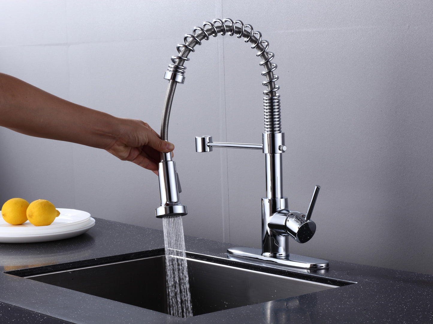 Pulldown Kitchen Faucet - BRÜDERMAIM Döretz - Chrome - Lead Free Brass - cUPC Certified - Ceramic Cartridge.