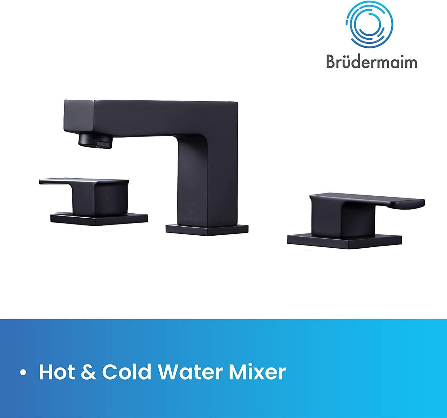 Three Holes Vessel Lavatory Faucet - BRÜDERMAIM Sëgen- Matte Black - Lead Free Brass - WaterSense and cUPC Certified - Ceramic Cartridge.