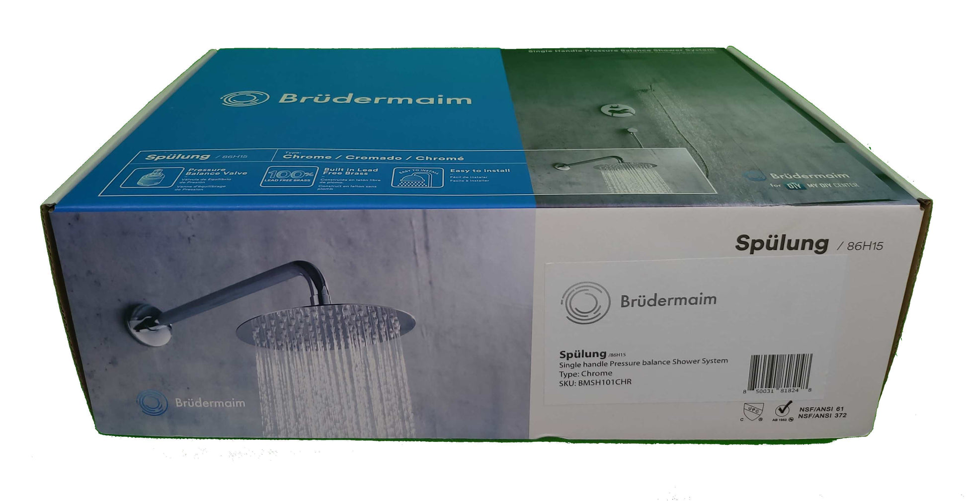 Single Handle Pressure Balance Shower System - BRÜDERMAIM Spülung- Chrome - Lead Free Brass - cUPC Certified - Ceramic Cartridge.